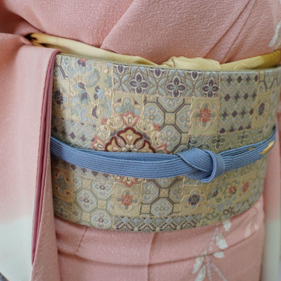 訪問着フルセット　正絹　卒業式　入学式　お宮参り【訪問着、袋帯、帯締め、帯揚げ】