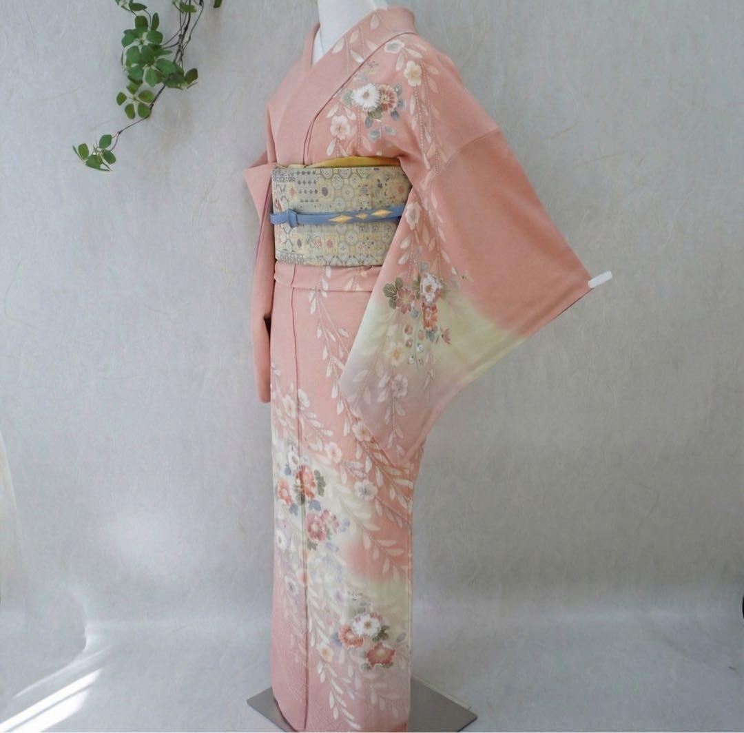 訪問着フルセット　正絹　卒業式　入学式　お宮参り【訪問着、袋帯、帯締め、帯揚げ】