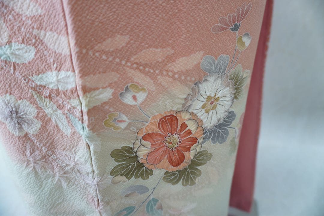 訪問着フルセット　正絹　卒業式　入学式　お宮参り【訪問着、袋帯、帯締め、帯揚げ】