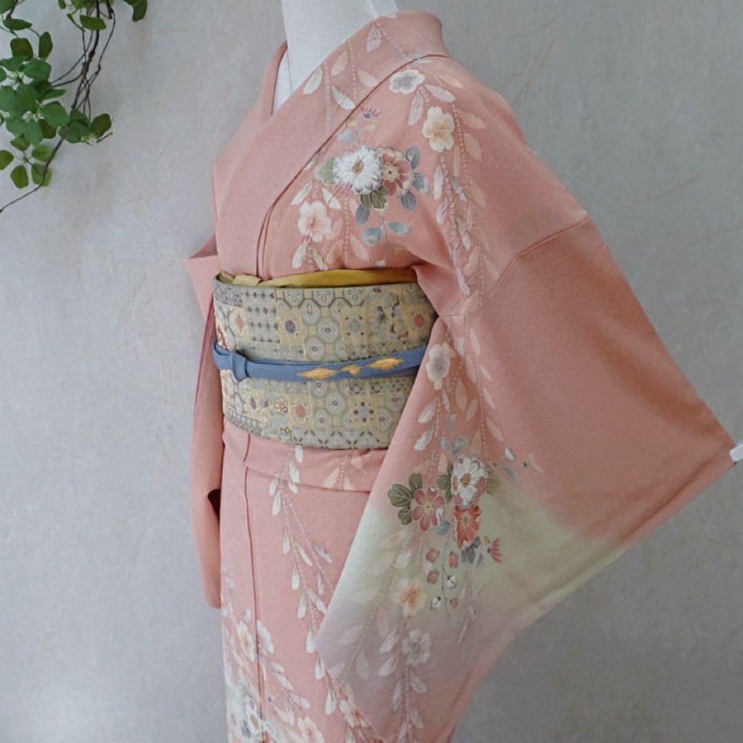 訪問着フルセット　正絹　卒業式　入学式　お宮参り【訪問着、袋帯、帯締め、帯揚げ】