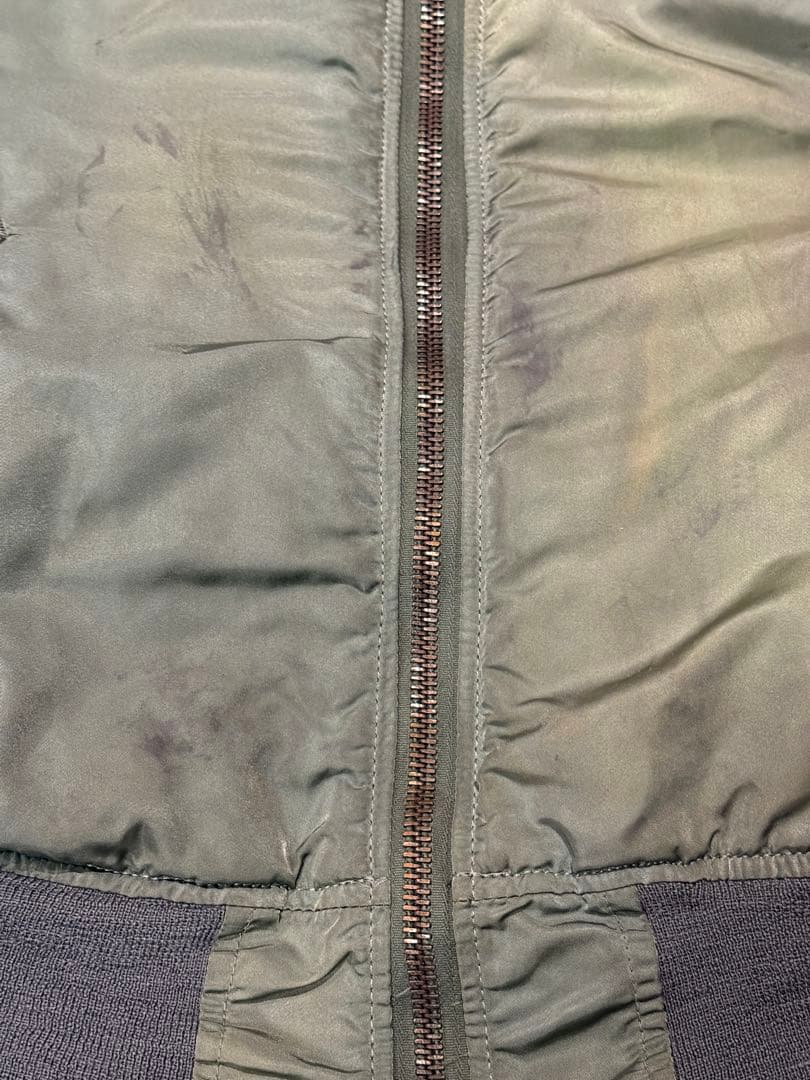 ★縦ステッチ！リブ穴なし！米軍実物80s MA-1 Fタイプ グランドクルー