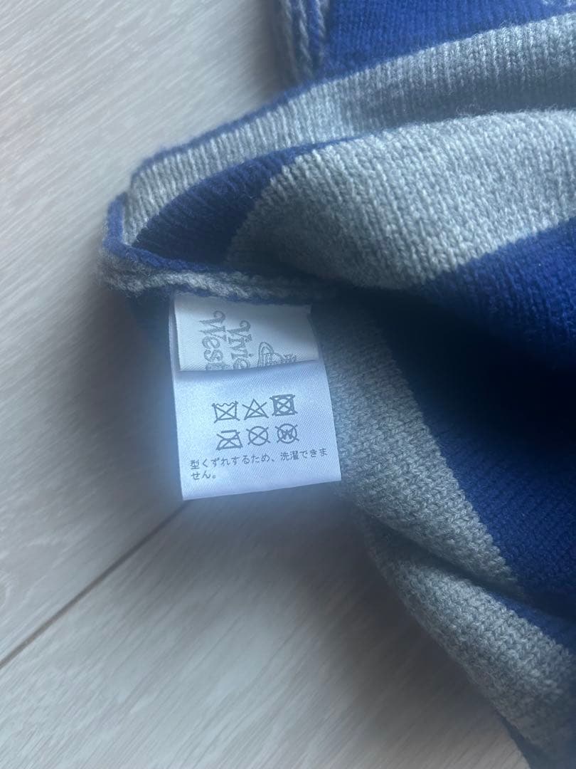 Vivienne Westwood 耳当て付きニット帽　 ブルー×グレー