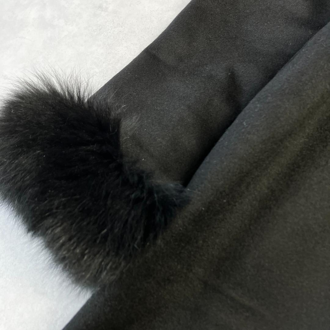 美品　定価11万　カシミヤ100％ブルーフォックスブラックコート　黒　714