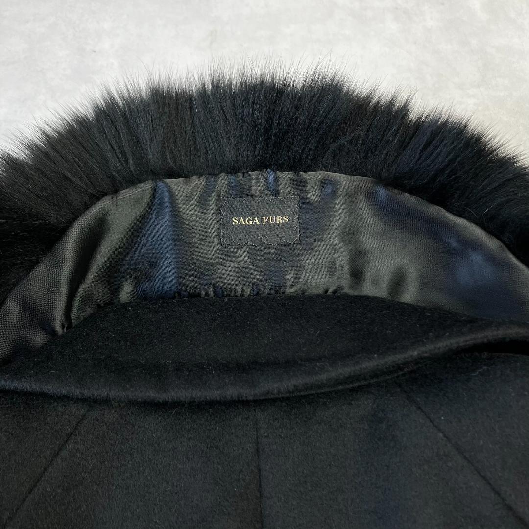 美品　定価11万　カシミヤ100％ブルーフォックスブラックコート　黒　714