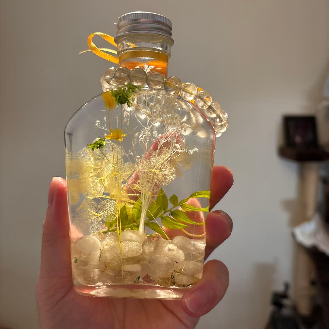 ゴールドパワーハーバリウム！ルチル入り！綺麗！