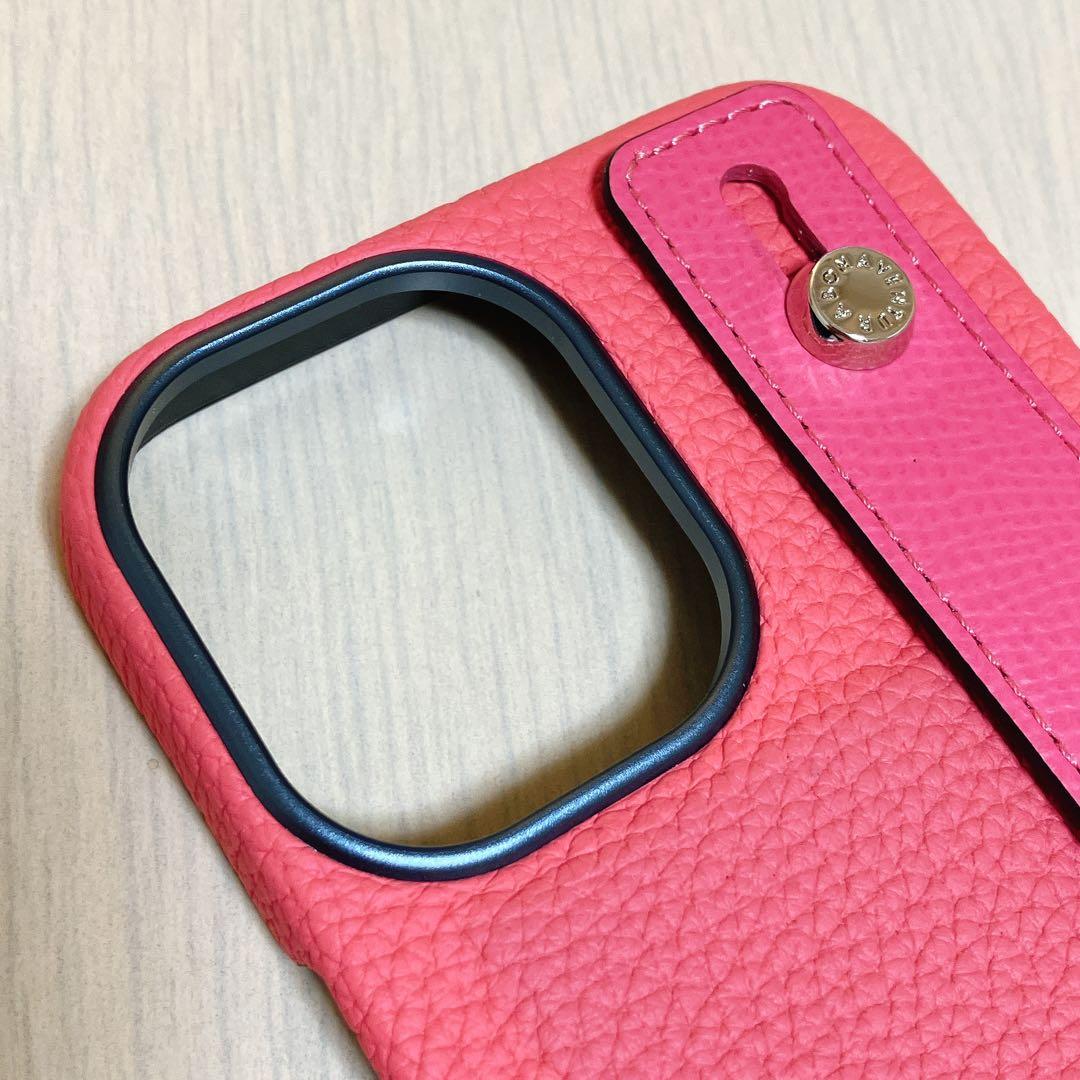 BONAVENTURA ノブレッサレザー iPhone16 ハンドル付き ピンク