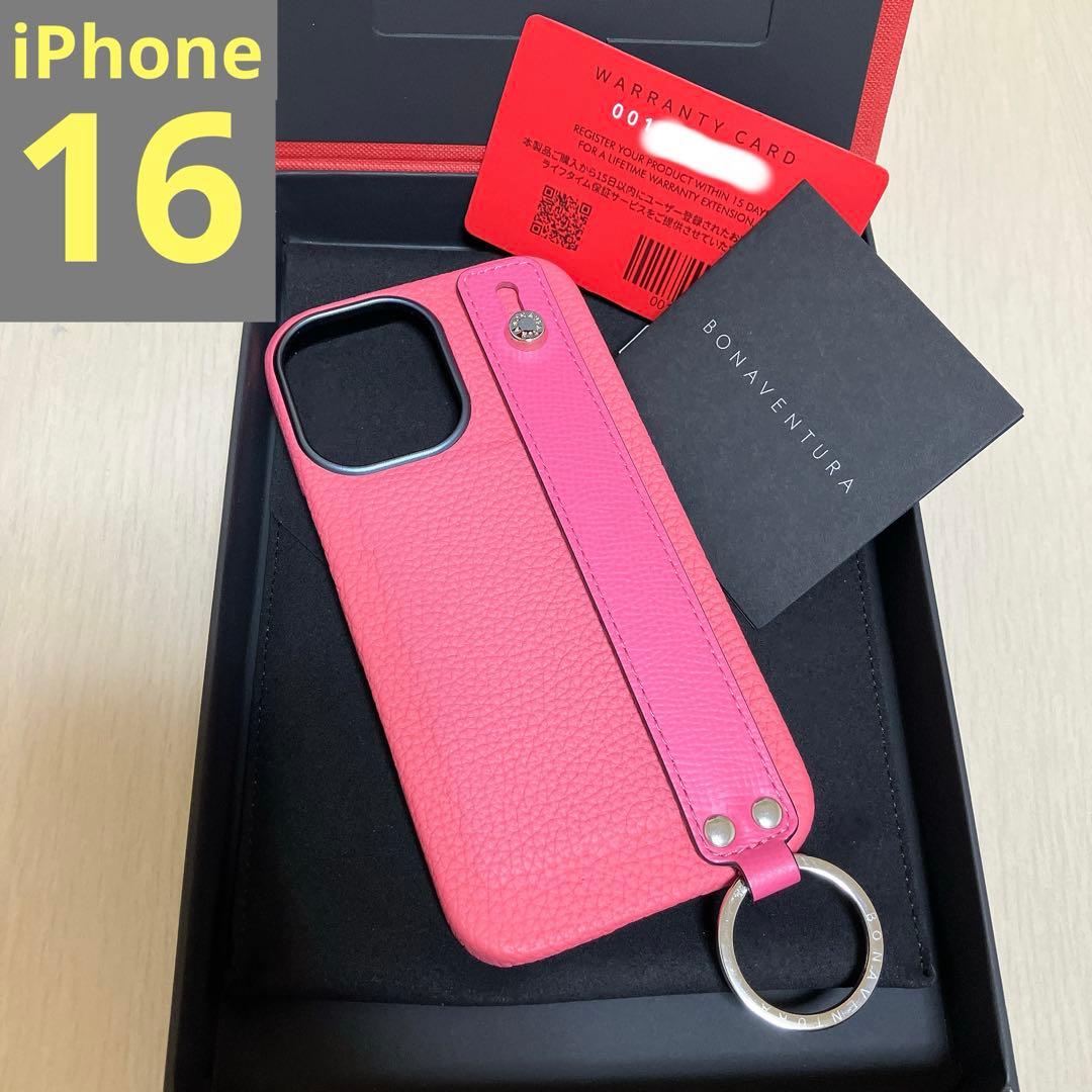 BONAVENTURA ノブレッサレザー iPhone16 ハンドル付き ピンク