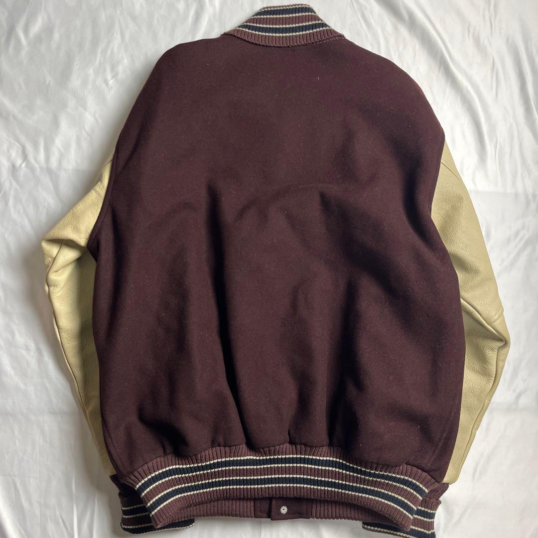 OLD UNIQLO レザー切り替えスタジャン　牛革　XLサイズ　ボルドー