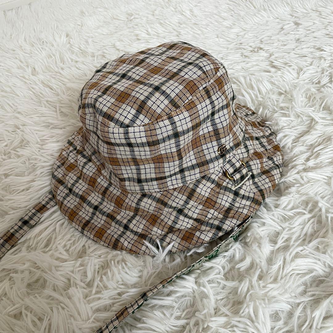 未使用級　グッチ　バケットハット　リバーシブル　GG　マーモント金具　ベージュ