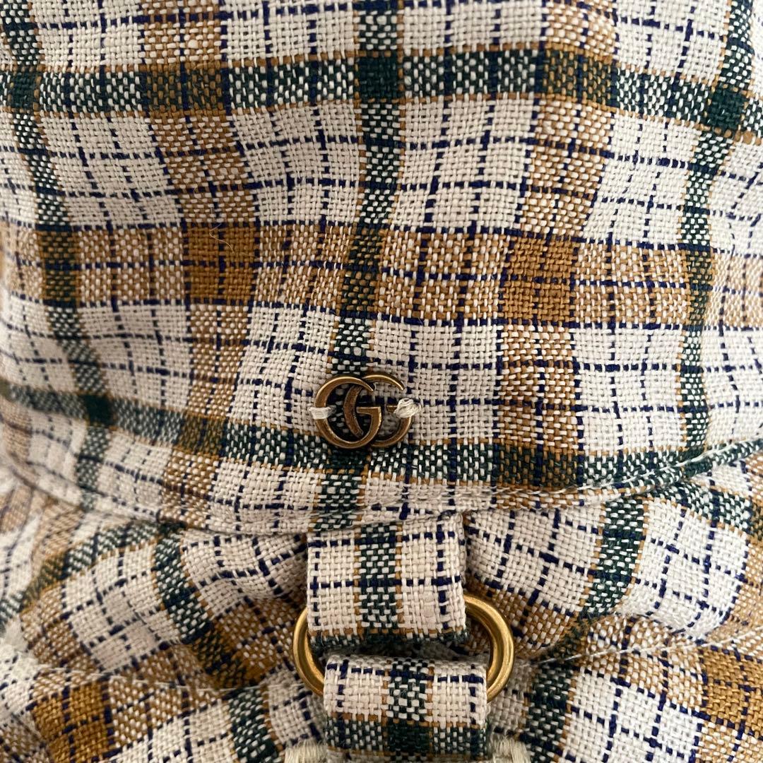 未使用級　グッチ　バケットハット　リバーシブル　GG　マーモント金具　ベージュ