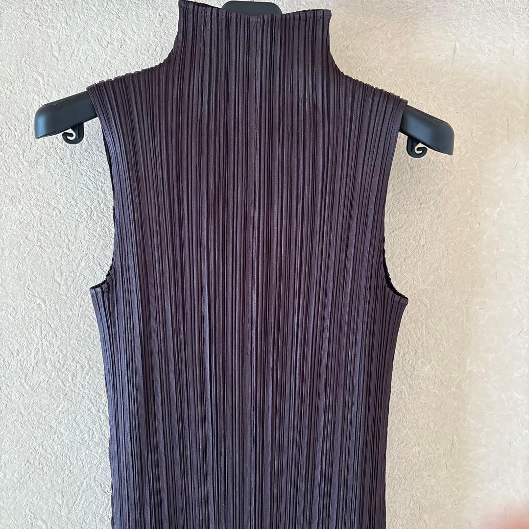 PLEATS PLEASE ノースリーブ ロングワンピース　茶サイズ4