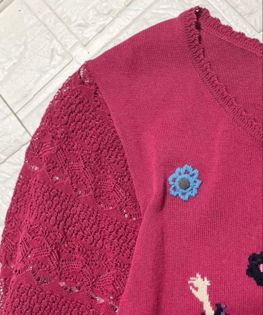 美品　トクコプルミエヴォル ワンピース　ニット　セーター　チュニック　刺繍　花