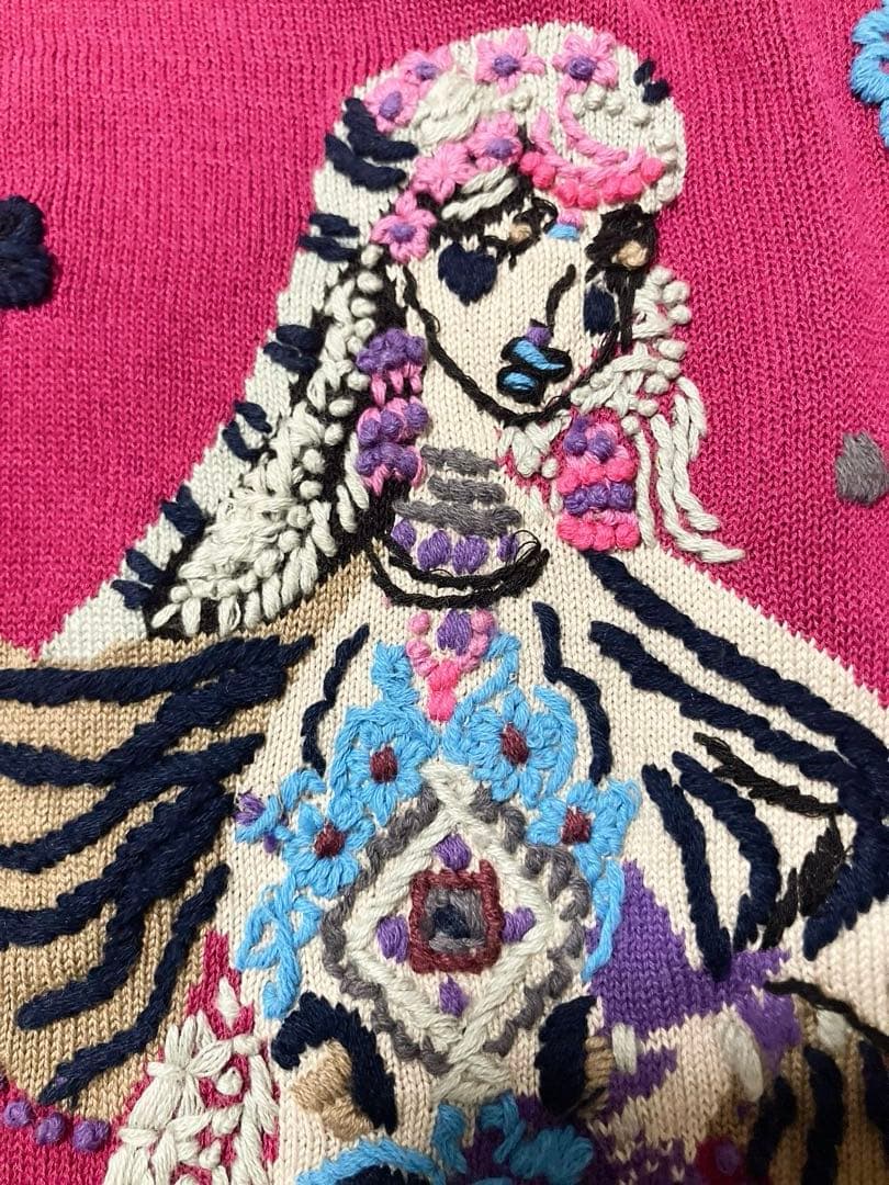 美品　トクコプルミエヴォル ワンピース　ニット　セーター　チュニック　刺繍　花