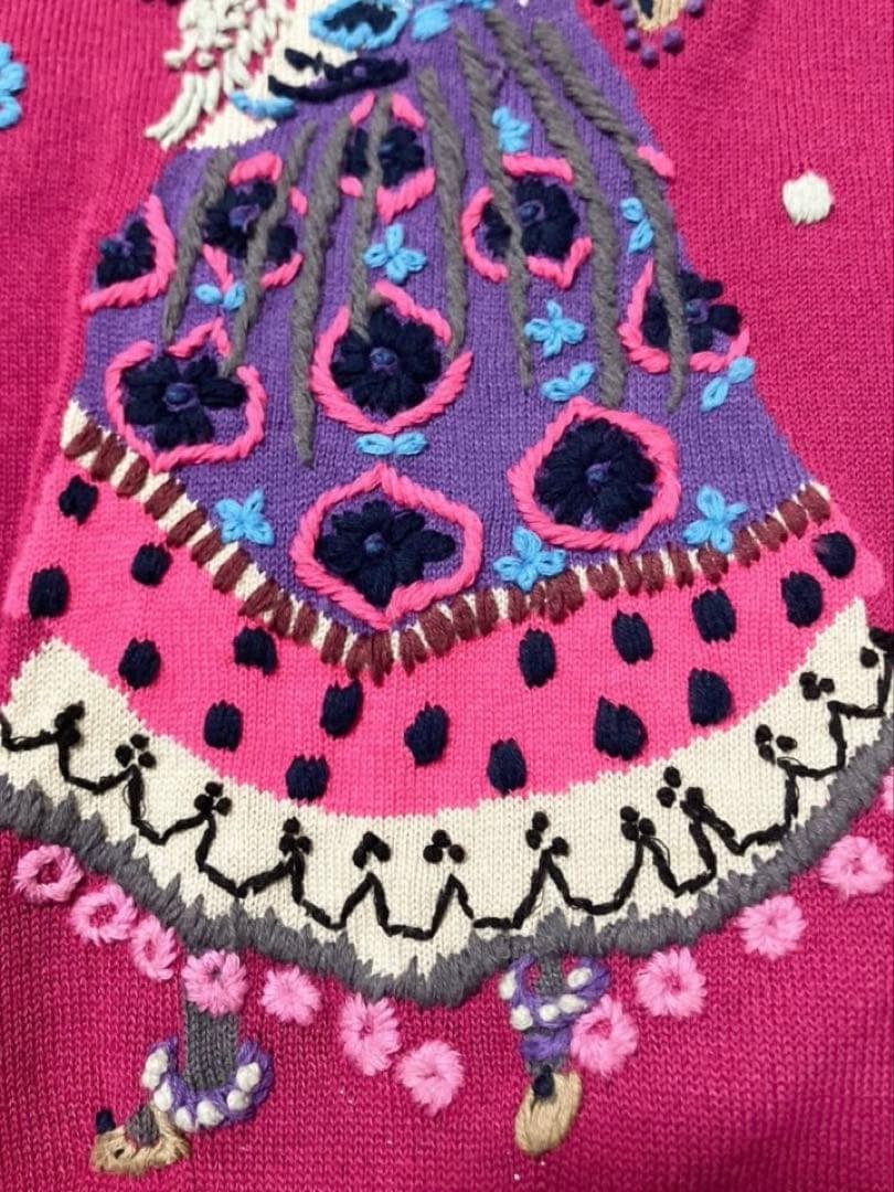 美品　トクコプルミエヴォル ワンピース　ニット　セーター　チュニック　刺繍　花