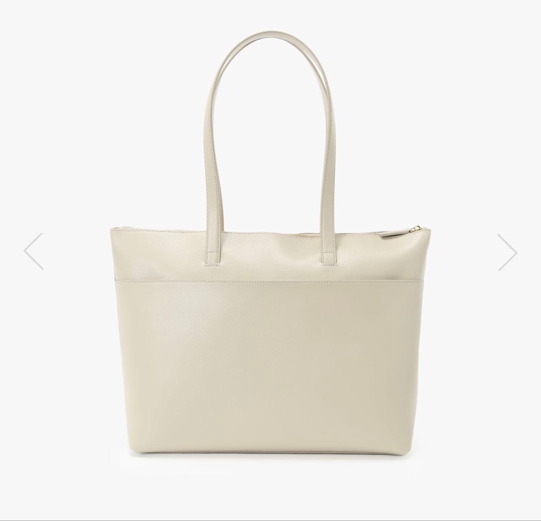 アニエスベー　ベージュ トートバッグ 黒ポーチ付き