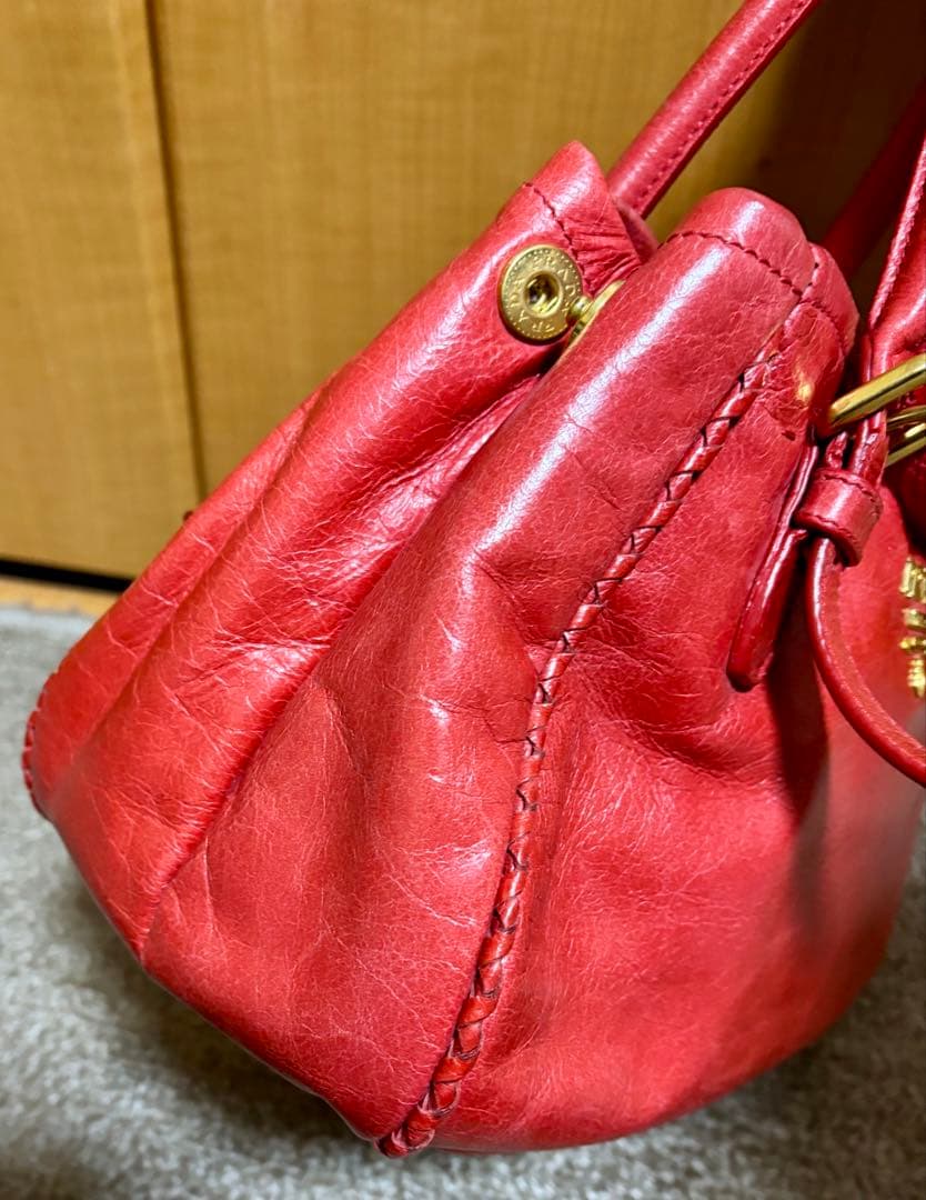 [レア]PRADA リボン ハンド ショルダーバッグ 2wayヴィッテロシャイン