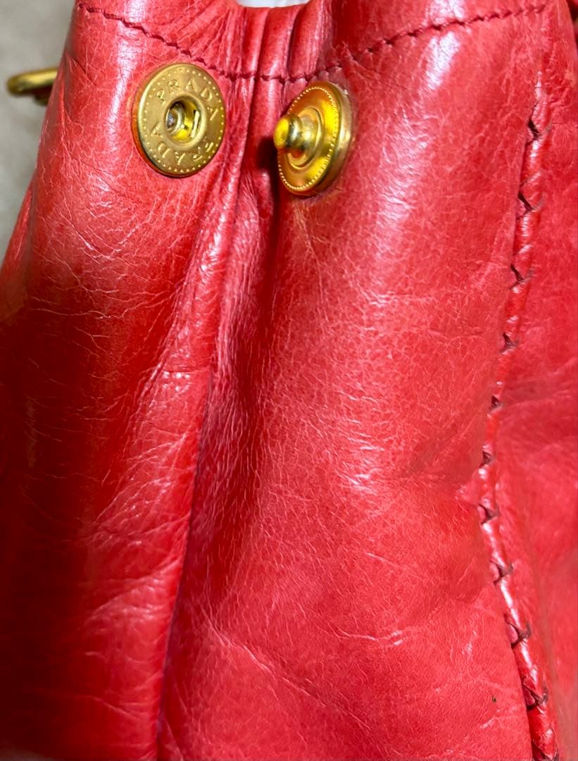 [レア]PRADA リボン ハンド ショルダーバッグ 2wayヴィッテロシャイン