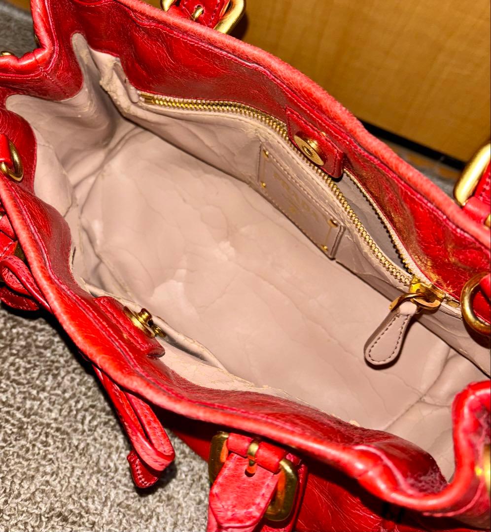 [レア]PRADA リボン ハンド ショルダーバッグ 2wayヴィッテロシャイン