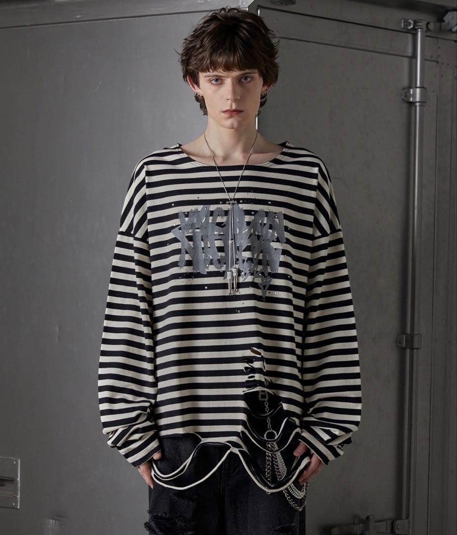 【GRANCY】総柄ラインストーングラフィックロンT