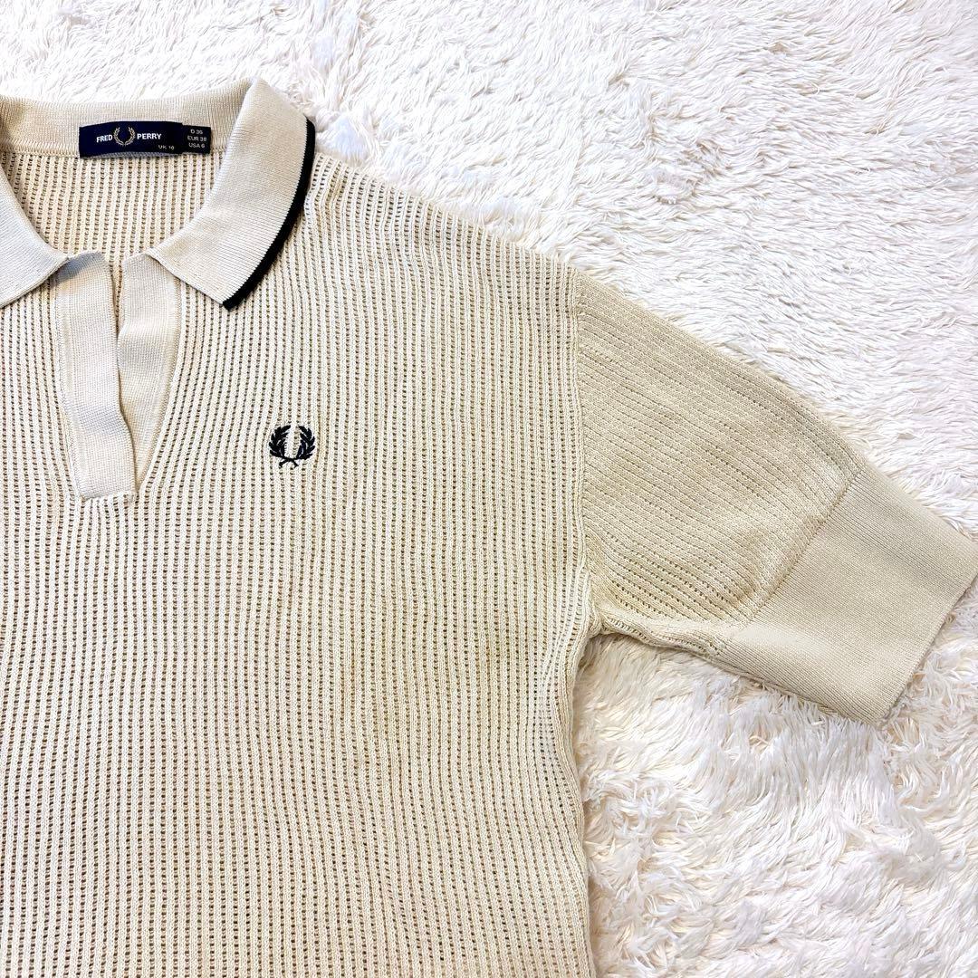 25年春夏新作　フレッドペリー　オープンカラーメッシュニットシャツ 半袖