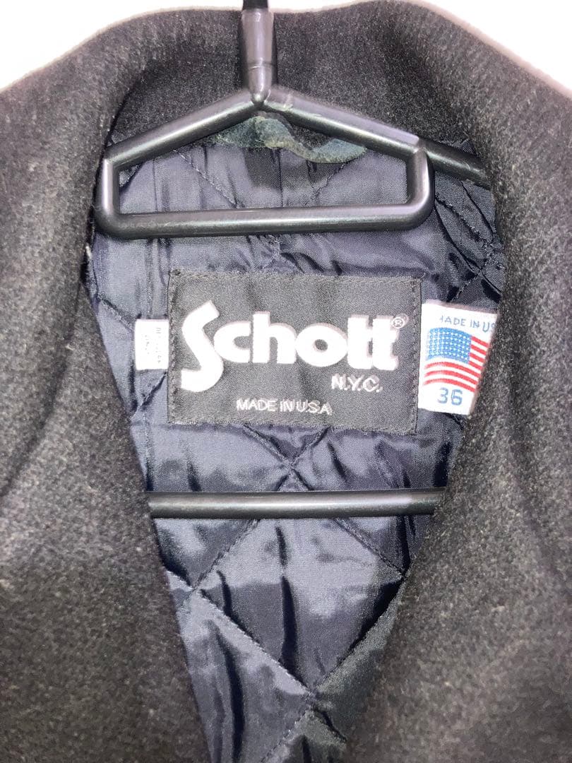 Schott 黒 ウール ピーコート 36 シングル　レア　ビンテージ　最終