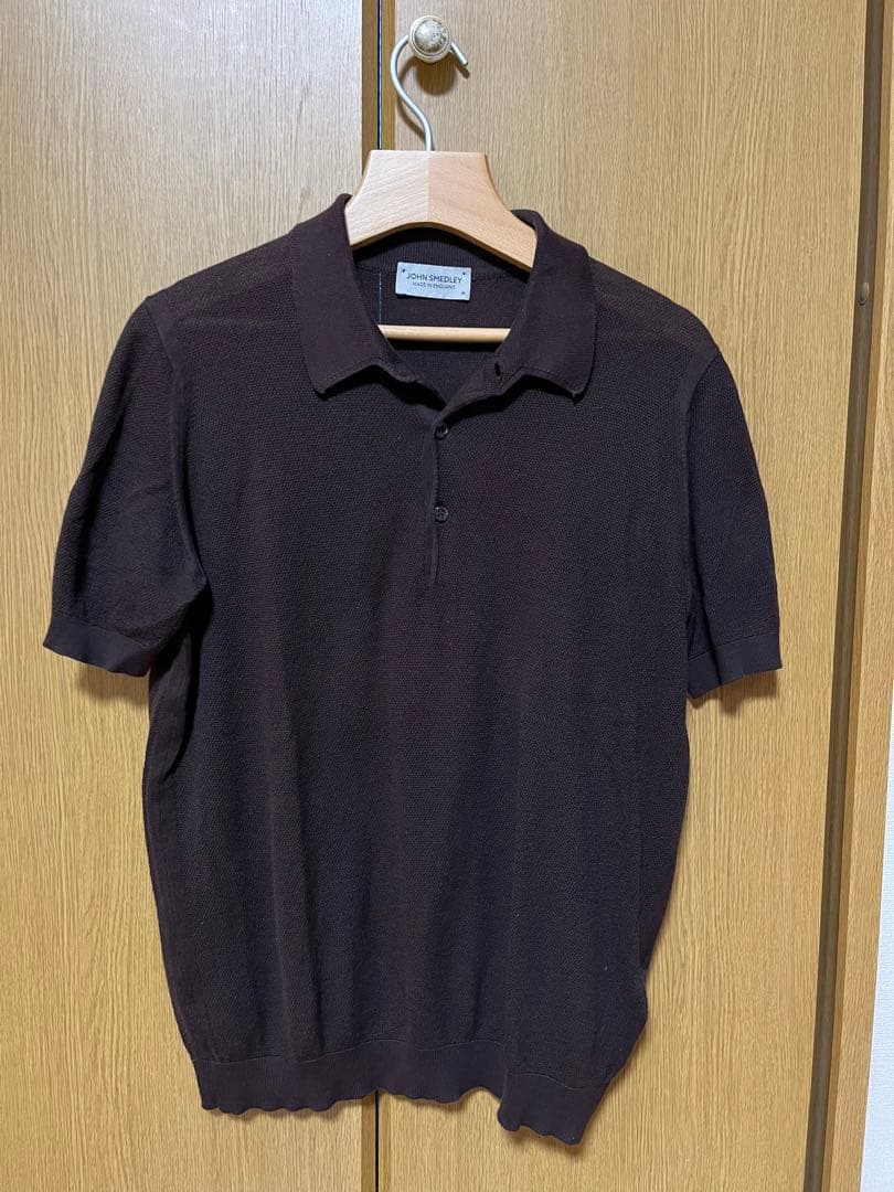 M ブラウン　ジョンスメドレー　ニットポロ