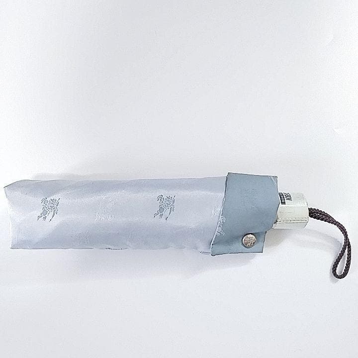 【超美品】バーバリー　晴雨兼用 折りたたみ日傘 騎兵柄　水色 傘袋付き