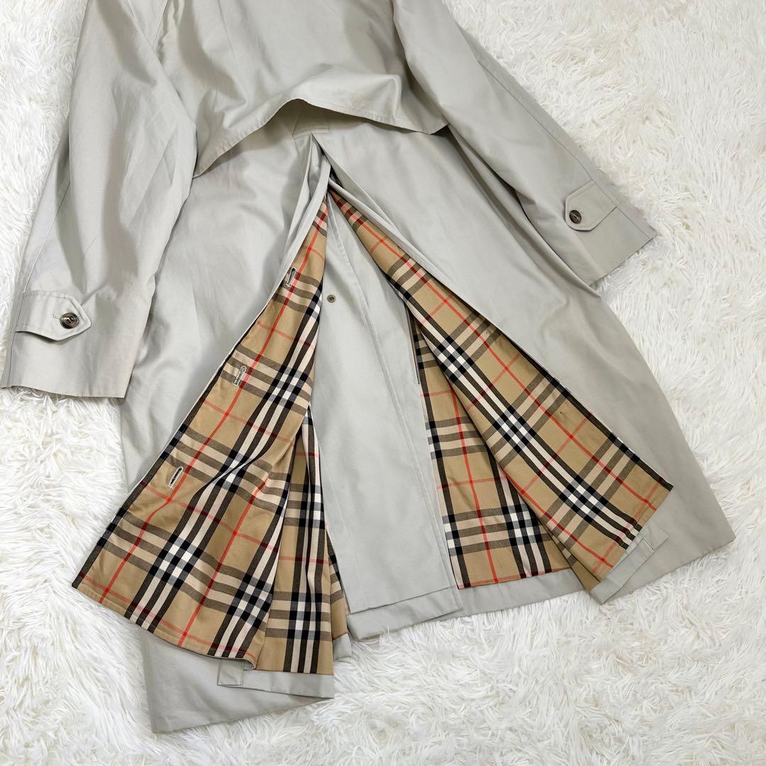 バーバリー ステンカラーコート グレー トレンチコート ノバチェック レディース