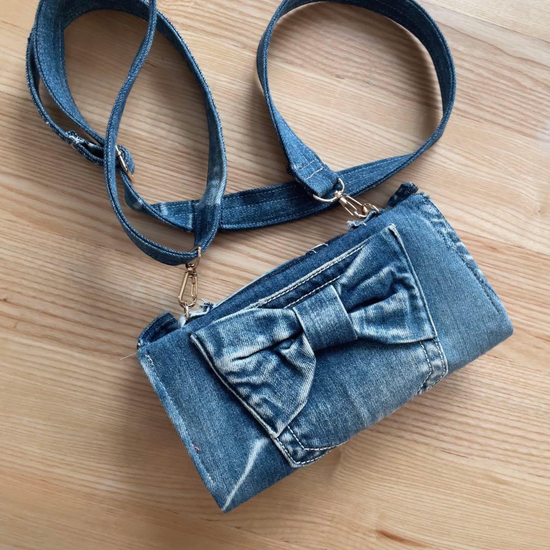 デニム リメイク フリルウォレット ショルダー 2点セット