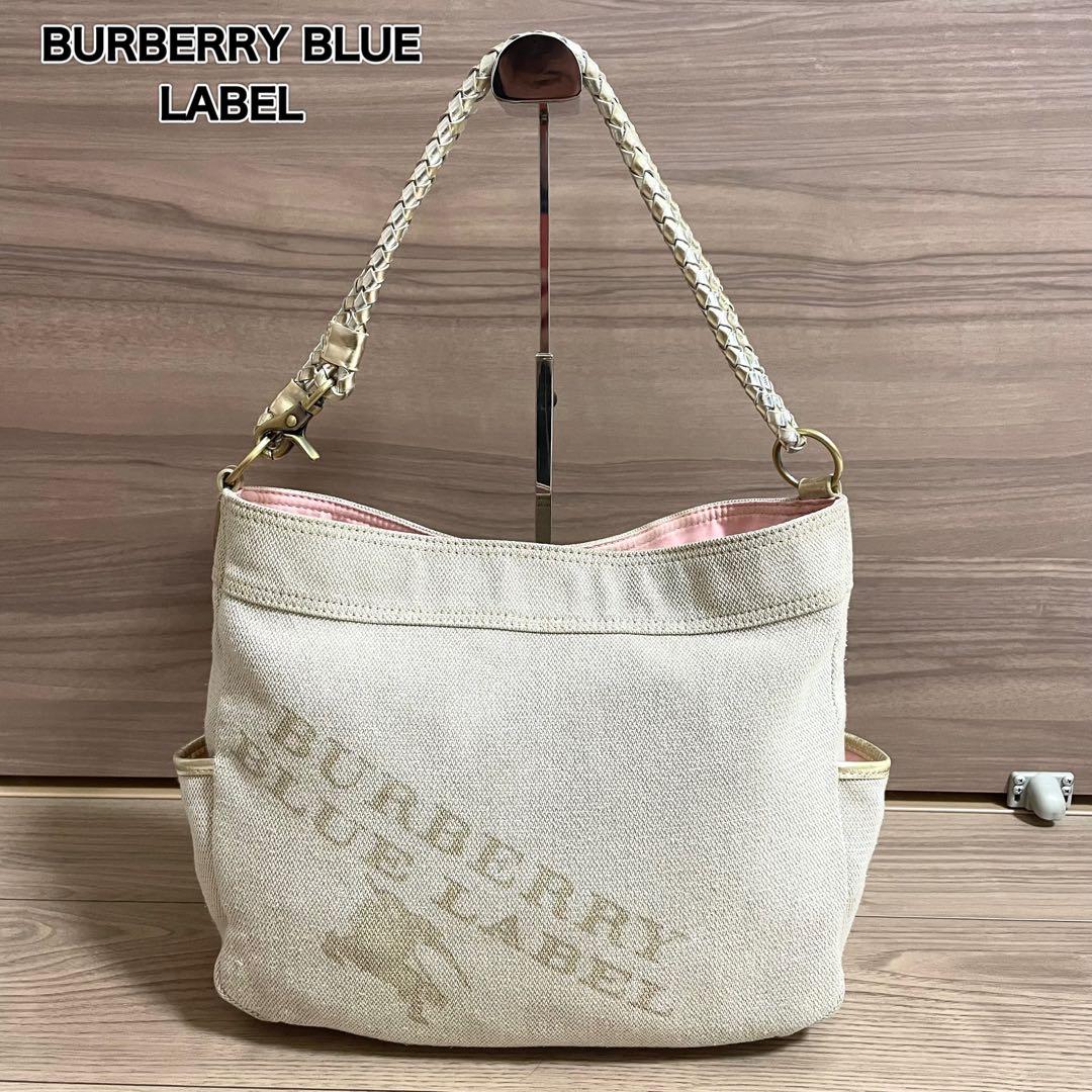 美品/バーバリーブルーレーベル　ハンドバッグ　ショルダーバッグ　デカロゴ