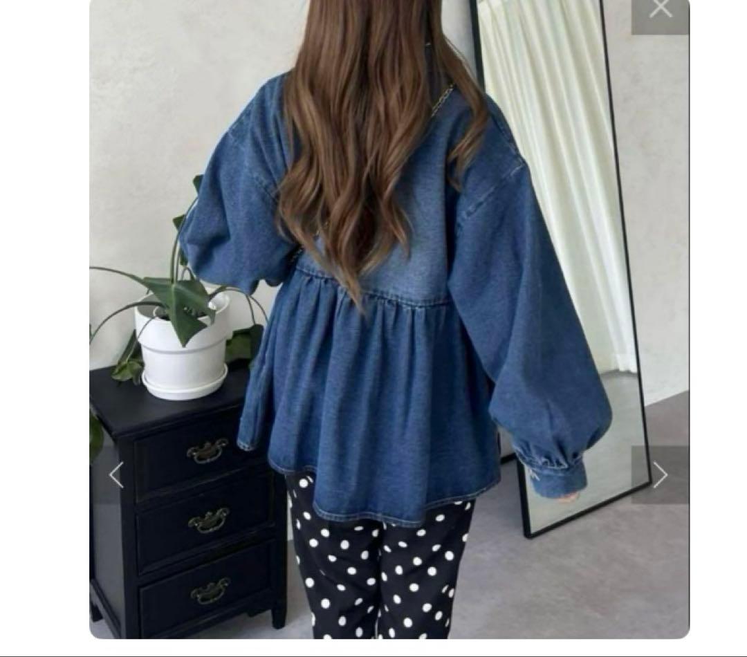 プロズヴェール　オーバーサイズギャザーペプラムデニムジャケット　M