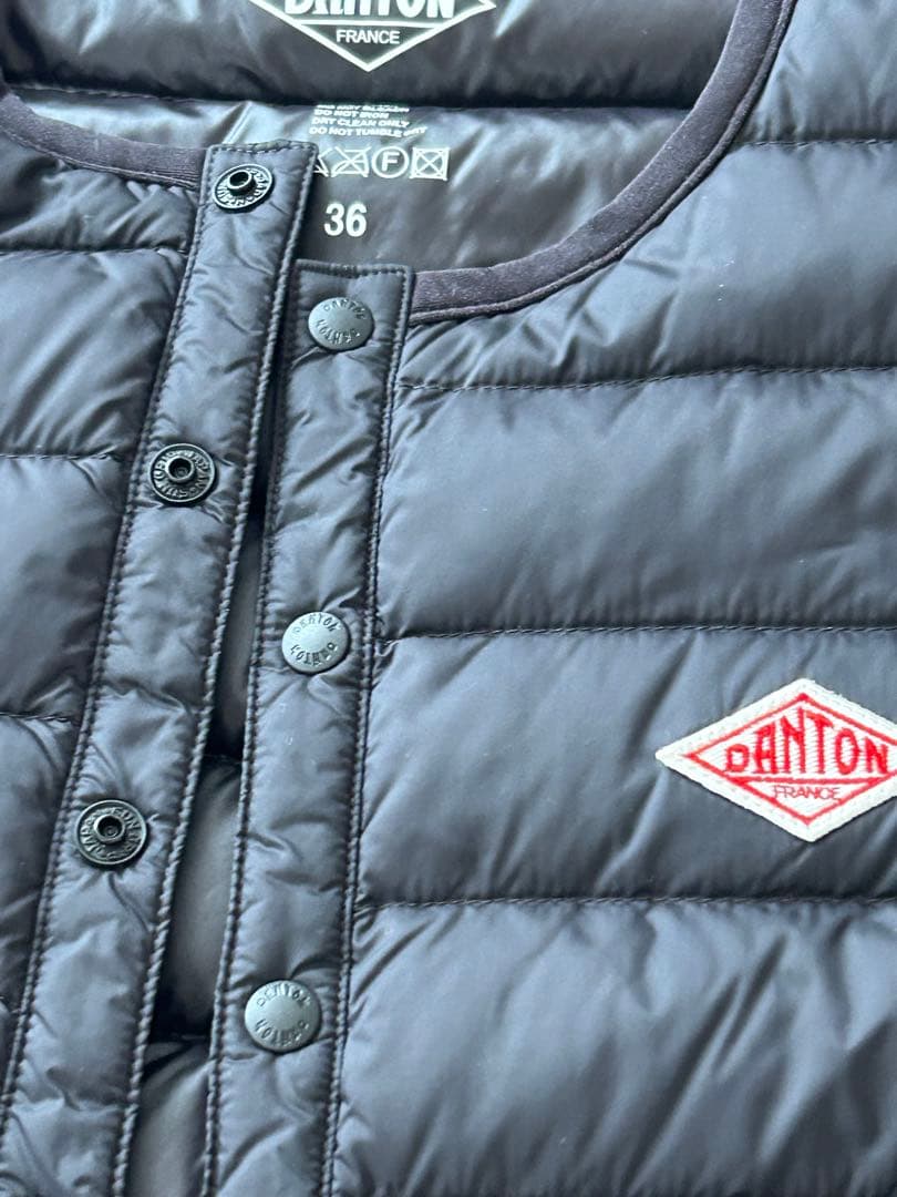 DANTON ダントン クルーネック インナーダウンベスト 黒　36