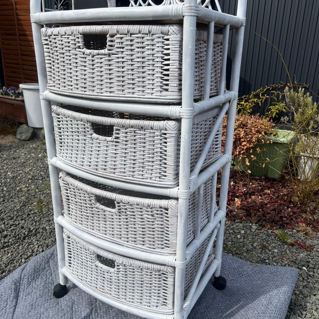 籐家具 ラタン エスニック アジアンラック チェスト 引き出し ホワイトラタン