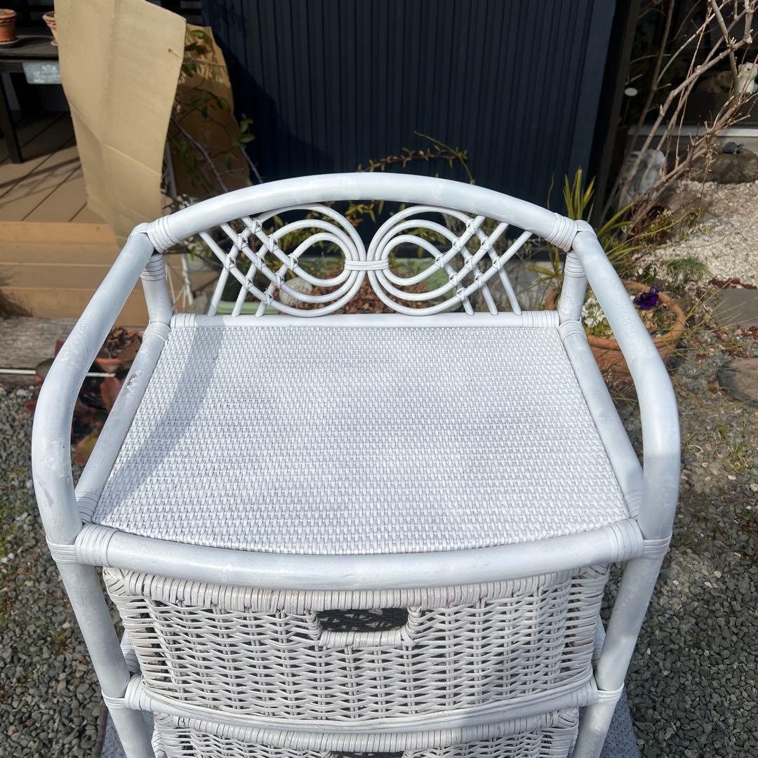 籐家具 ラタン エスニック アジアンラック チェスト 引き出し ホワイトラタン