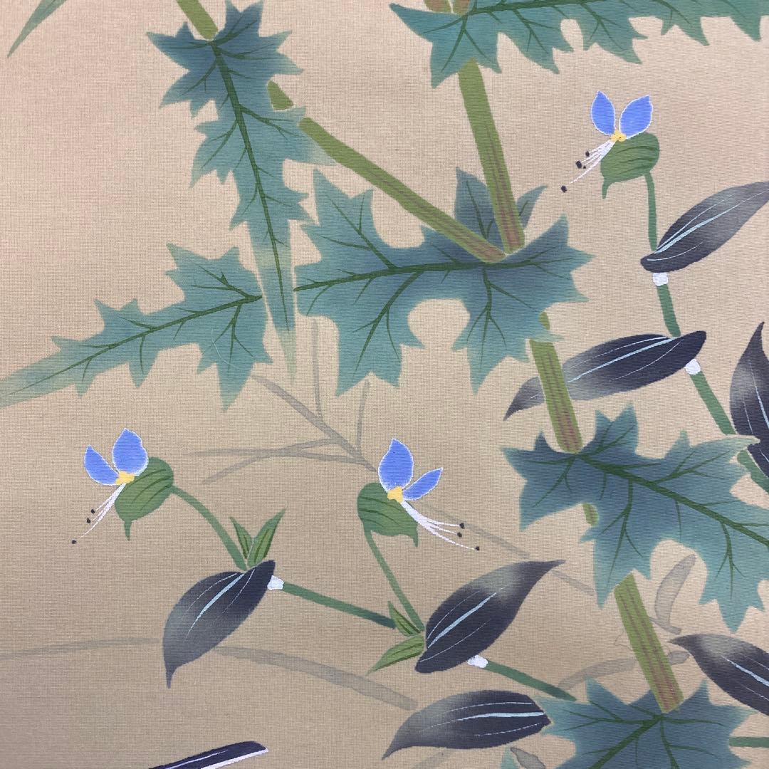 美品 掛け軸2本 中村松雲作 あざみ図、新井月華作 紫陽花に燕図