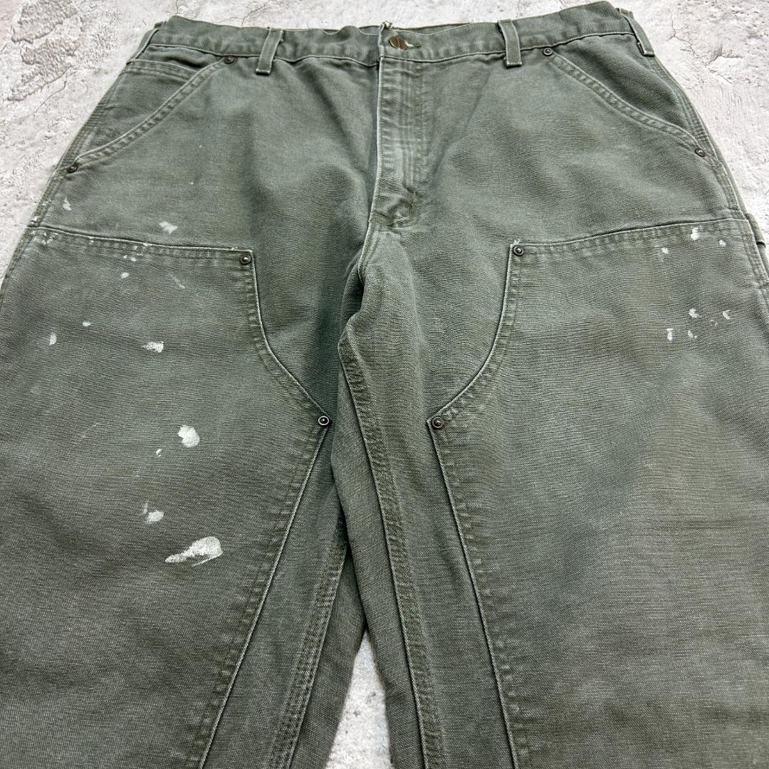 け*ん様 00s　カーハート　ダブルニーダックペインターパンツ　W35　モスグリ