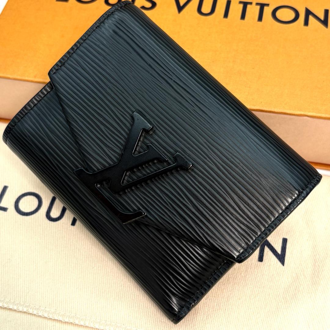 希少品 ルイ・ヴィトン エピ ポルトフォイユ・ヴィクトリーヌ 折財布 ブラック