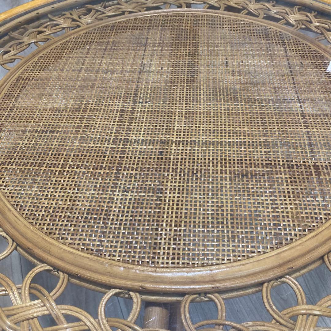 おしゃれ　ラタン　強化ガラス　テーブル　全国送料無料