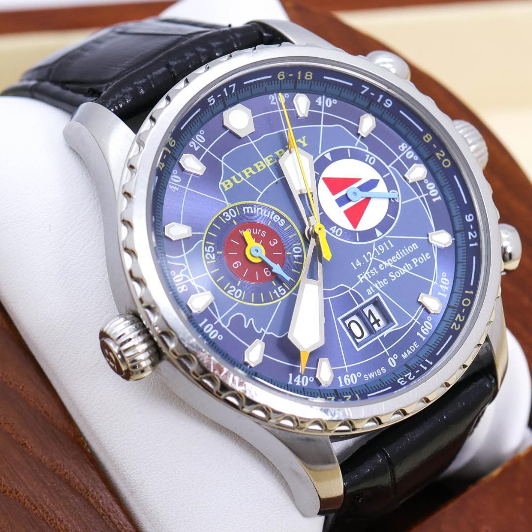 稼働 BURBERRY 腕時計 BU7504 南極点初到達記念 クロノグラフ
