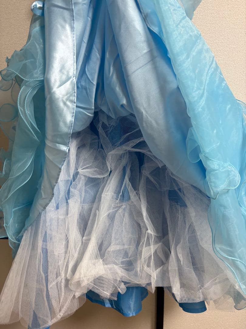 15日まで✨️フォトスタジオ 120-130cm希少 水色フリルロングドレス七五三