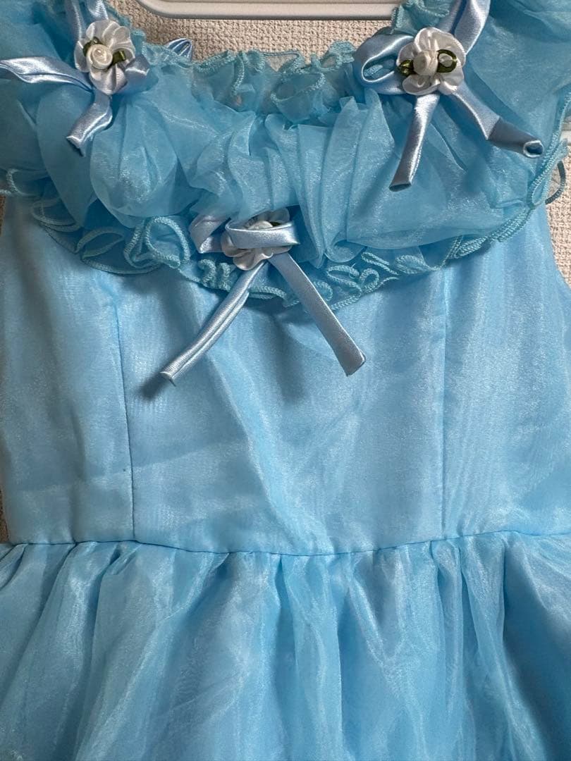 15日まで✨️フォトスタジオ 120-130cm希少 水色フリルロングドレス七五三