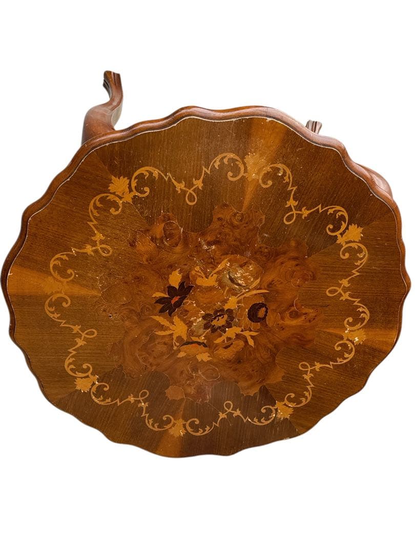 アンティーク シンプル テーブル インテリア 北欧 木 木製 象嵌 猫脚