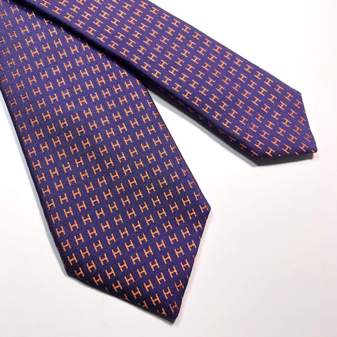 希少色✨未使用✨HERMES エルメス　ネクタイ　ファソネ H柄　高級シルク