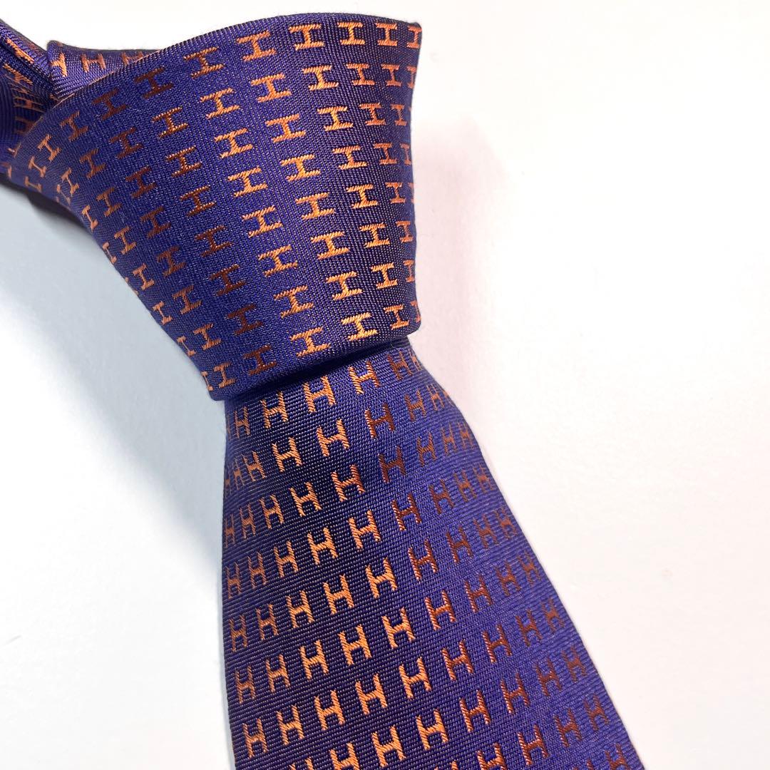 希少色✨未使用✨HERMES エルメス　ネクタイ　ファソネ H柄　高級シルク