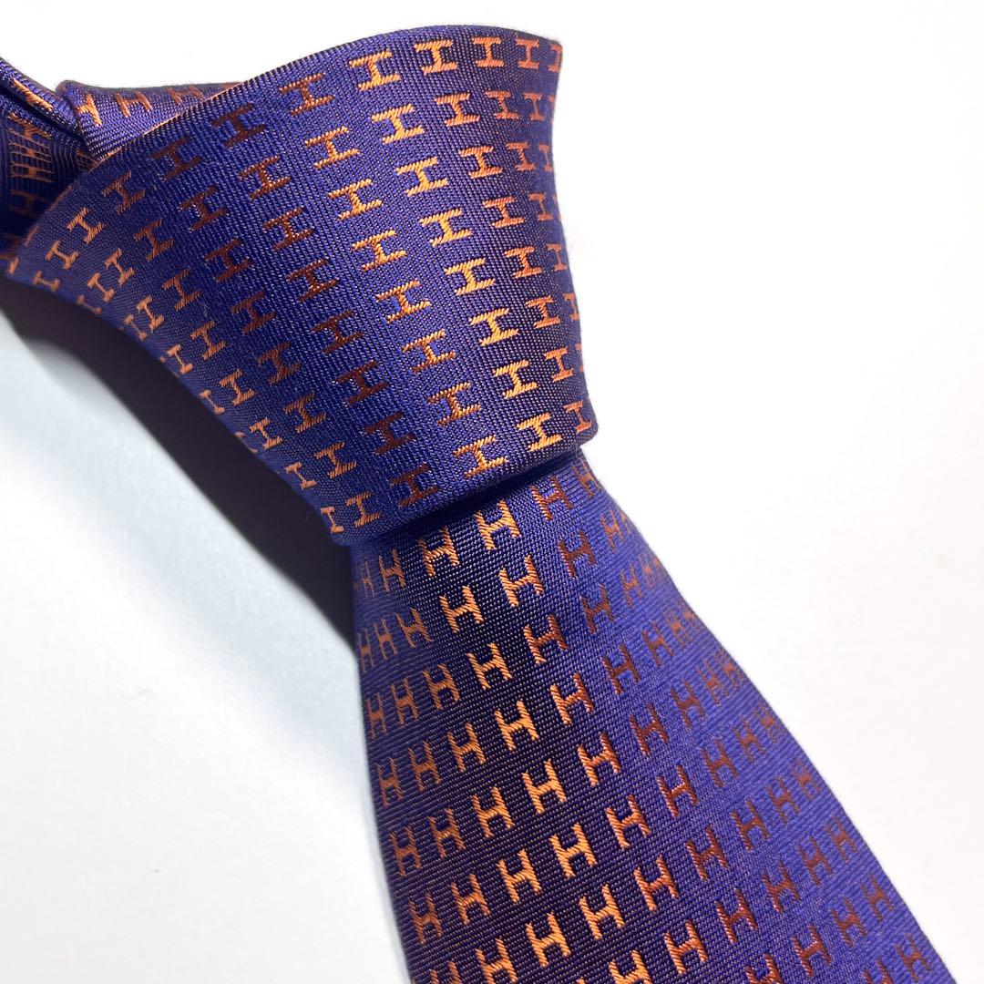 希少色✨未使用✨HERMES エルメス　ネクタイ　ファソネ H柄　高級シルク