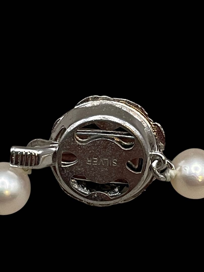 シ*マ様 中古美品パール真珠パールネックレス金具シルバー刻印