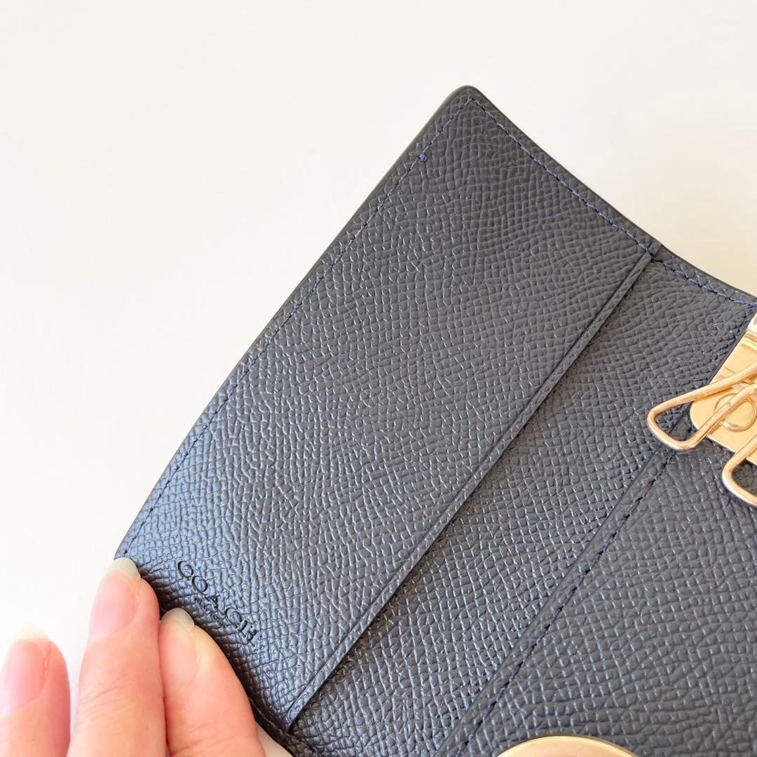 【ほぼ新品】COACH 6 リング キー ケース クロスグレイン レザー