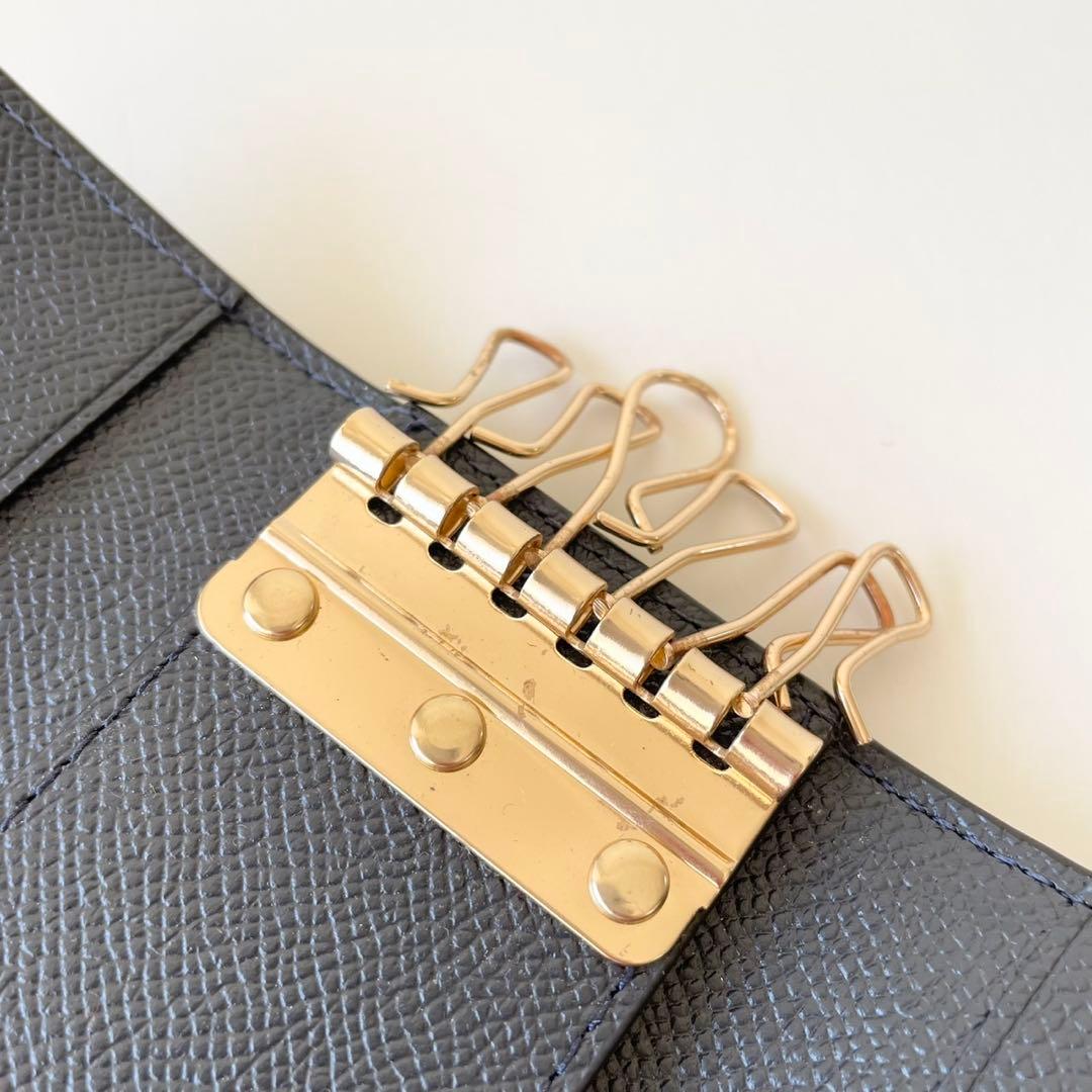 【ほぼ新品】COACH 6 リング キー ケース クロスグレイン レザー