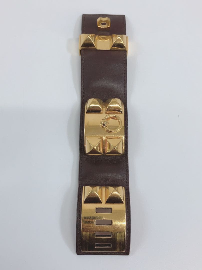 ★HERMES コリエドシアン ブレスレット レザー バングル ゴールド金具