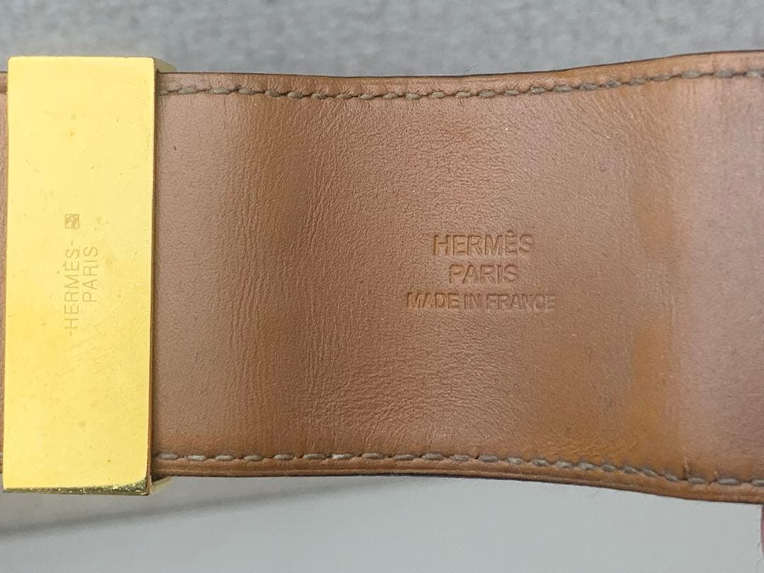 ★HERMES コリエドシアン ブレスレット レザー バングル ゴールド金具